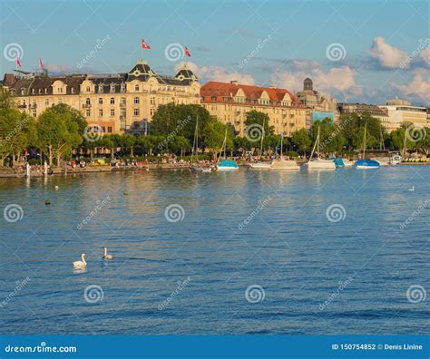 Lake Zurich at sunset editorial photography. Image of travel - 150754852