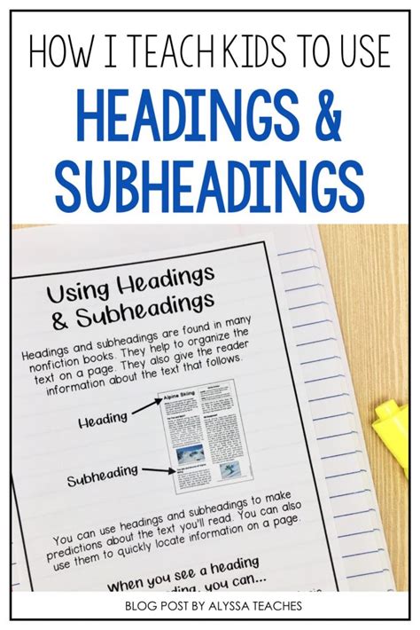 Teaching Headings and Subheadings - Alyssa Teaches