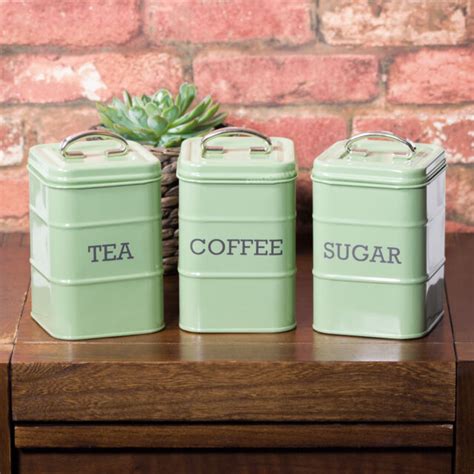 Vintage Sage Green Enamel Tea Coffee Sugar Storage Canisters Jars Containers for sale online | eBay