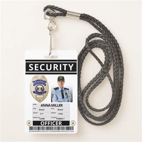 Modern Print Security Officer Custom Employee ID Badge | Zazzle.com