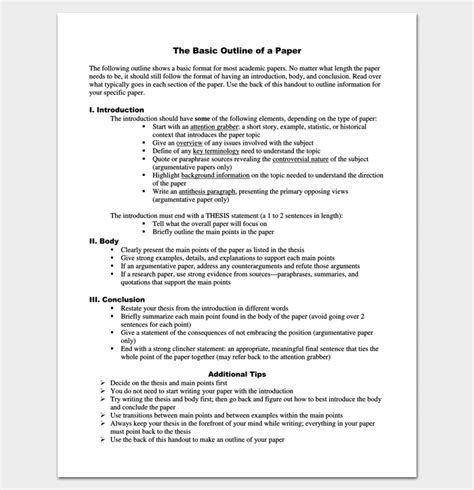 Research Paper Outline Template