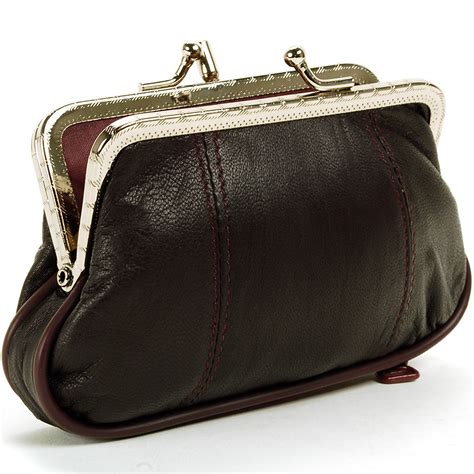 Leather Womens Wallet Metal Frame Coin Purse ID Credit Card Case Coin ...