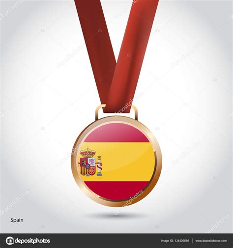 Spain flag in bronze medal Stock Vector by ©ibrandify 134409586