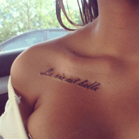 My own tattoo #la vie est belle | Belle tattoo, La vie est belle tattoo, Collar bone tattoo quotes