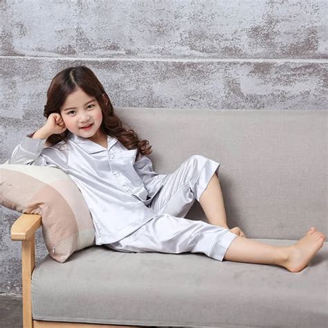 Maggie's Walker Korean children silk pajamas family leisure wear thin ...