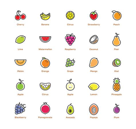 Fruit icons set. ~ Icons ~ Creative Market