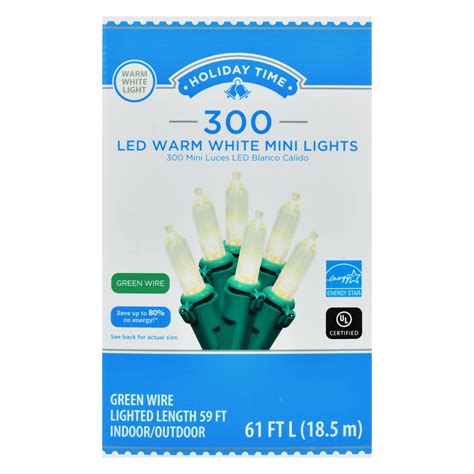 Holiday Time Warm White LED Mini Christmas Lights, 59-feet, 300 Count - Walmart.com - Walmart.com