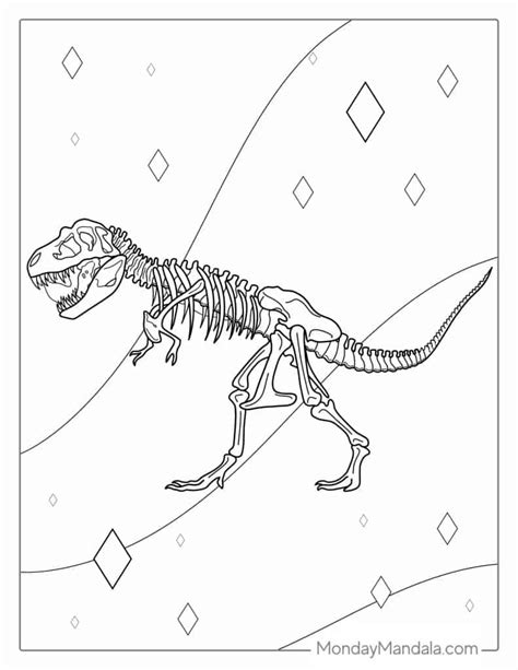 T Rex Skeleton Coloring Page