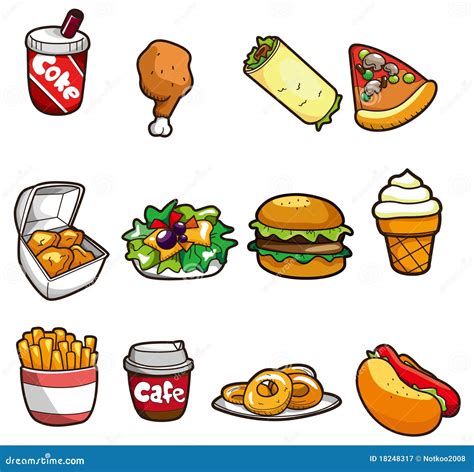 Cartoon fast food icon stock vector. Illustration of chips - 18248317