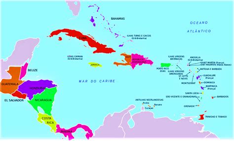 Mapa de Las Antillas y El Caribe Político Físico Para Imprimir