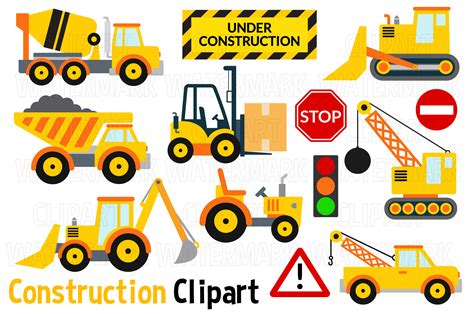 CONSTRUCTION TRUCKS Digital Clipart Set Construction Clipart Construction Signs Clipart ...