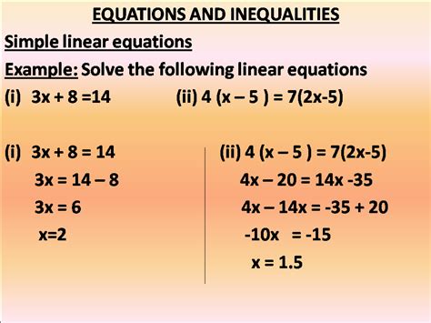 Math 9: CHAPTER-2: EQUATIONS AND INEQUALITIES