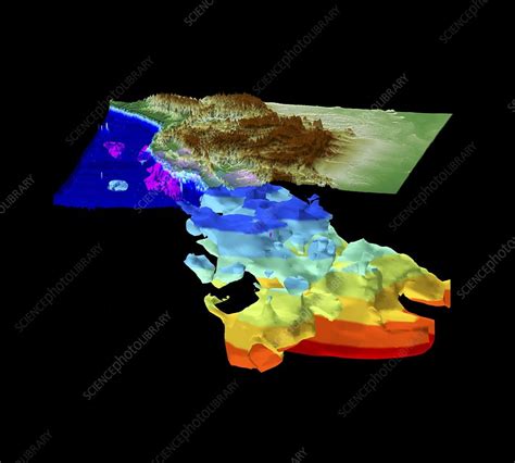 Farallon plate, 3-D computer model - Stock Image - C002/9421 - Science Photo Library