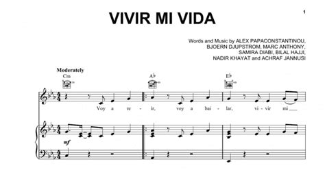 Vivir Mi Vida (Piano, Vocal & Guitar Chords (Right-Hand Melody))