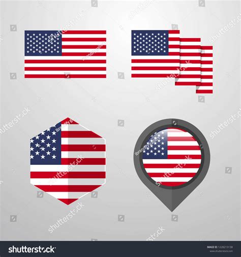 United States America Flag Design Set Stock Vector (Royalty Free ...