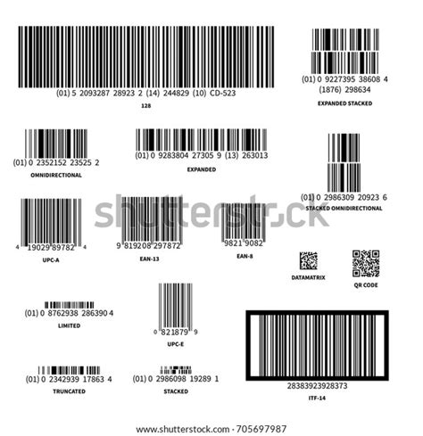 Set Different Types Barcodes On White Stock Vector (Royalty Free) 705697987 | Shutterstock