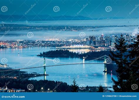 Vancouver City in the Night Stock Photo - Image of blue, river: 129863708