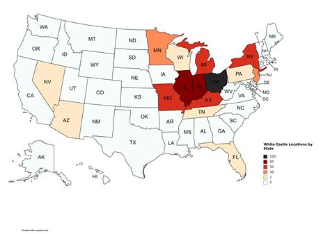 White Castle Locations by U.S. State : r/Maps