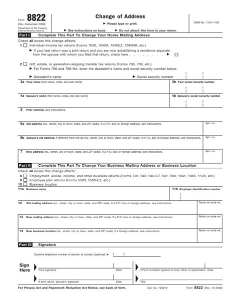 Irs Form 8822 Pdf Fillable - Printable Forms Free Online