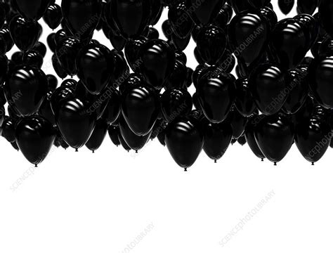 Black balloons, illustration - Stock Image - F025/1428 - Science Photo Library