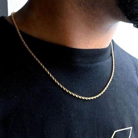 Gold Rope Chain - Pres Chain Necklace Outfit, Mens Gold Chain Necklace, Mens Gold Bracelets ...