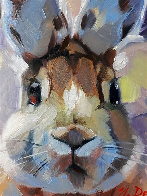 Funny rabbit oil painting original art on canvas 6x6 Custom | Etsy ...