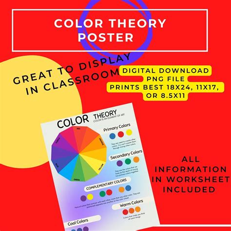 Basic Color Theory Worksheet Art Worksheet Color Theory Poster Primary Secondary Color Art ...