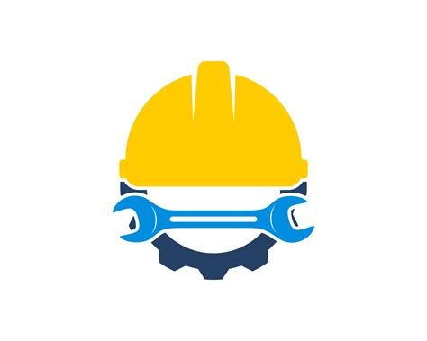 Safety helmet with gear and wrench 4988366 Vector Art at Vecteezy