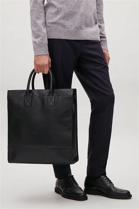 COS Leather Tote Bag in Black for Men - Lyst