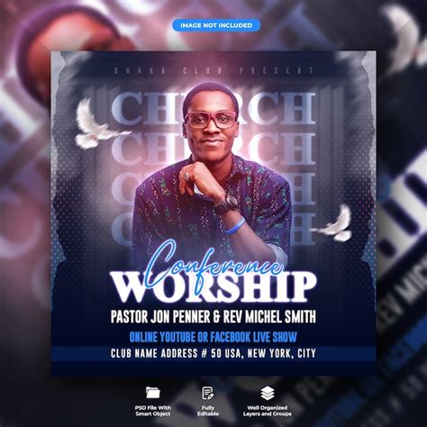 Premium PSD | Praise and worship conference night party flyer and social media web banner template