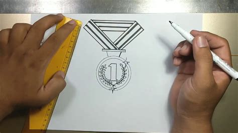 How to draw simple GOLD MEDAL in 5 minutes - YouTube