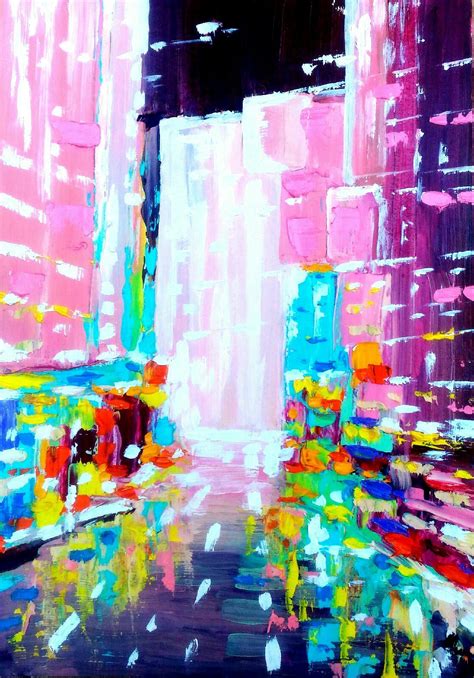 Night City Painting Cityscape Art Oil On Canvas 12-8 inch LyraArt7 ...