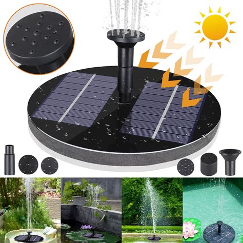 Solar Fountain Pump, Free Standing 1.4W Solar Powered Bird Bath Fountain Pump Floating Pump ...