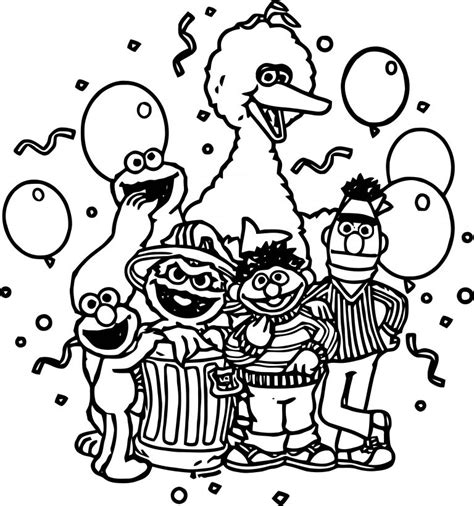 Sesame Street Birthday Coloring Pages Coloring Pages