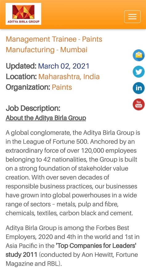 Aditya Birla Group Recruitment 2021 - Engineer Trainee || Apply Now