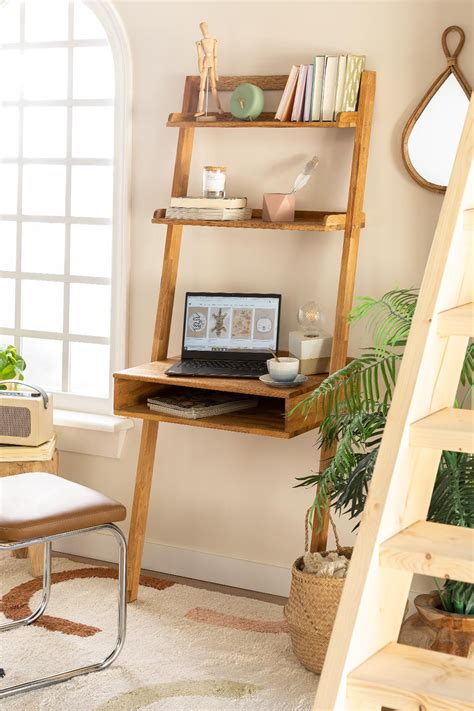 Oak Wood Desk with Shelves Zina Style - SKLUM