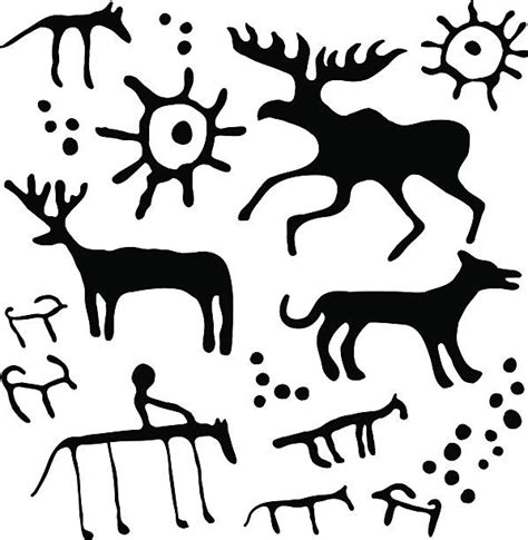 Wolf Cave Art stock vectors - iStock