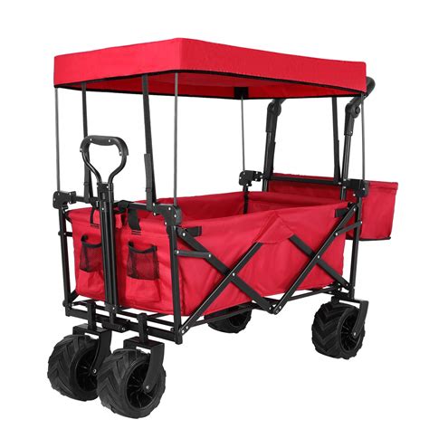 Buy Push and Pull Collapsible Utility Wagon, Heavy Duty Folding Portable Hand Cart with ...