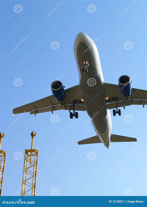 Aircraft Landing and Landing Lights. Stock Image - Image of airliner, gear: 372067