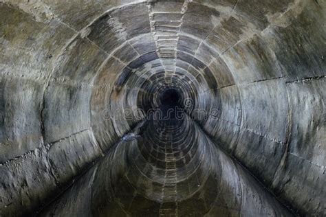 Flooded Round Underground Drainage Sewer Tunnel Reflecting in Dirty Sewage Water Stock Image ...