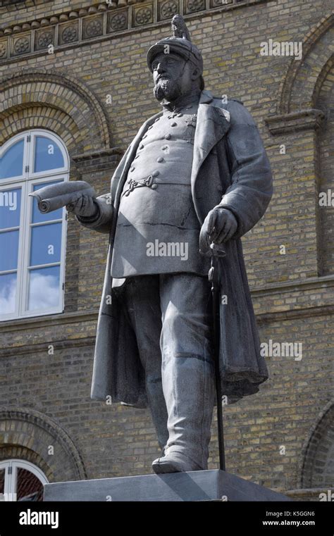 A statue of King Frederick VII of Denmark in the centre of Varde Stock ...