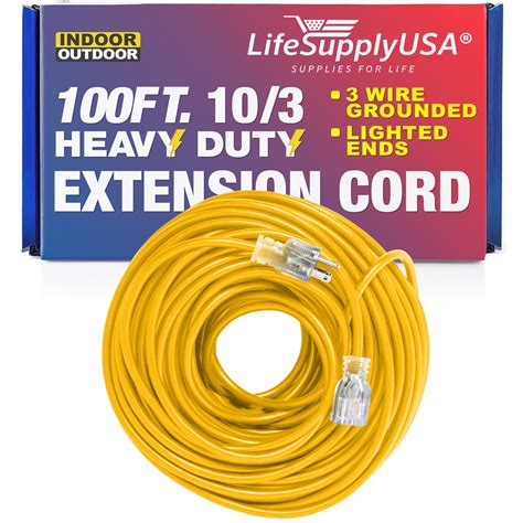 100 ft Power Extension Cord Outdoor & Indoor Heavy Duty 10 gauge/3 ...