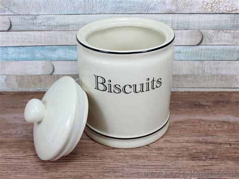 Cream Ceramic biscuit barrel canister jar kitchen storage | eBay