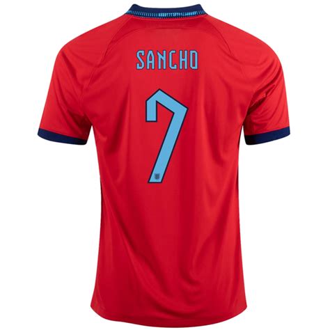 Nike England Jadon Sancho Away Jersey 22/23 (Challenge Red/Blue Void ...