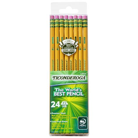 Ticonderoga Premium Wood Pencils, Unsharpened #2 Lead, Yellow, 24 Count - Walmart.com