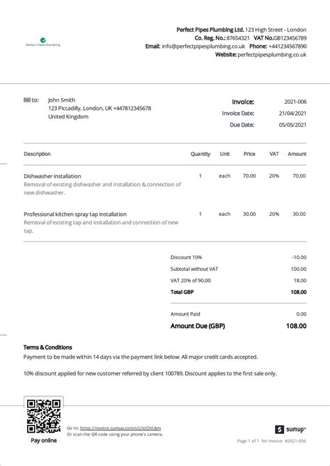 Invoice Payment Terms Template