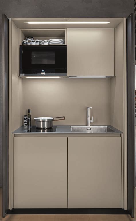 Hideaway Mini kitchen CABINET By Euromobil design Roberto Gobbo | Small kitchen layouts, Tiny ...