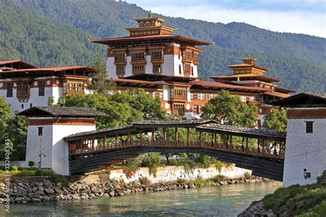 Punakha Dzong in Punakha Bhutan. It is the second oldest and second ...