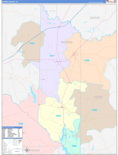 Morris County, TX Wall Map Color Cast Style by MarketMAPS - MapSales