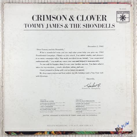 Tommy James & The Shondells – Crimson & Clover (1969) Vinyl, LP, Album, Stereo – Voluptuous ...